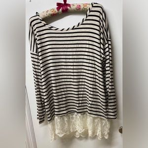 Black Striped Maternity Shirt